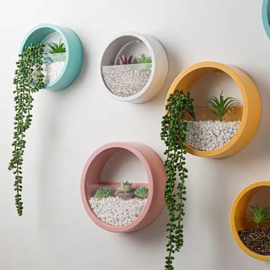 Snake Plant Ceramic - 원형 벽걸이 화분 3가지 색상 (핑크,