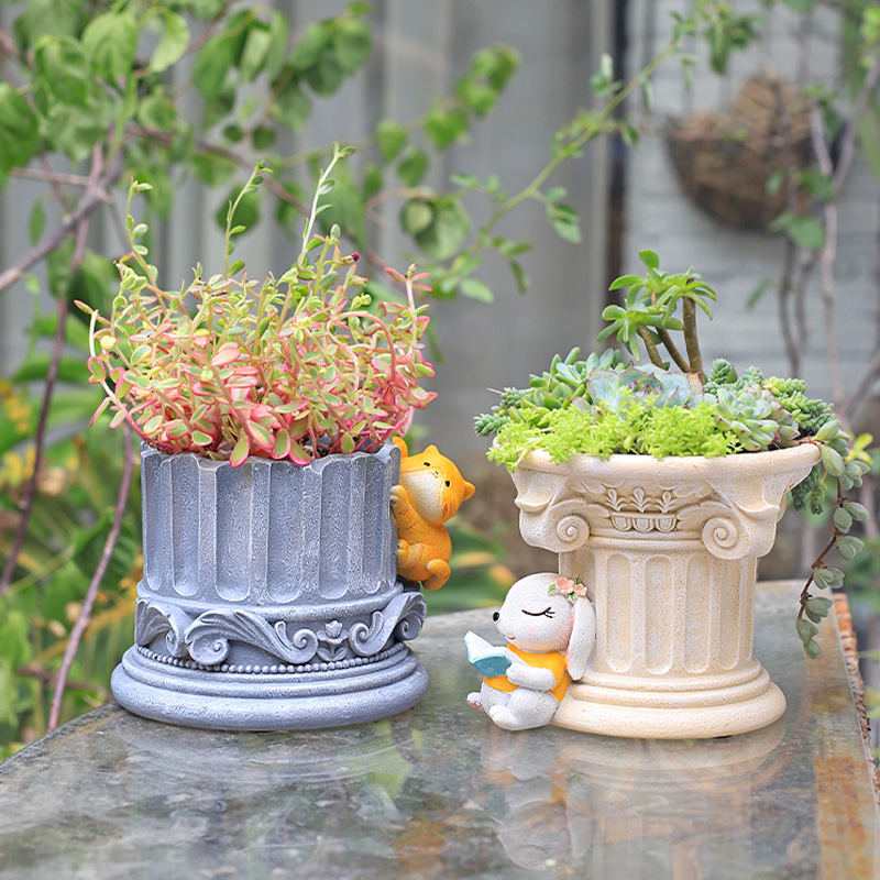 로마 기둥 그리스 기둥 화분, 다육 식물용 만화 동물  - Snake Plant Ceramic 리뷰 및 가격