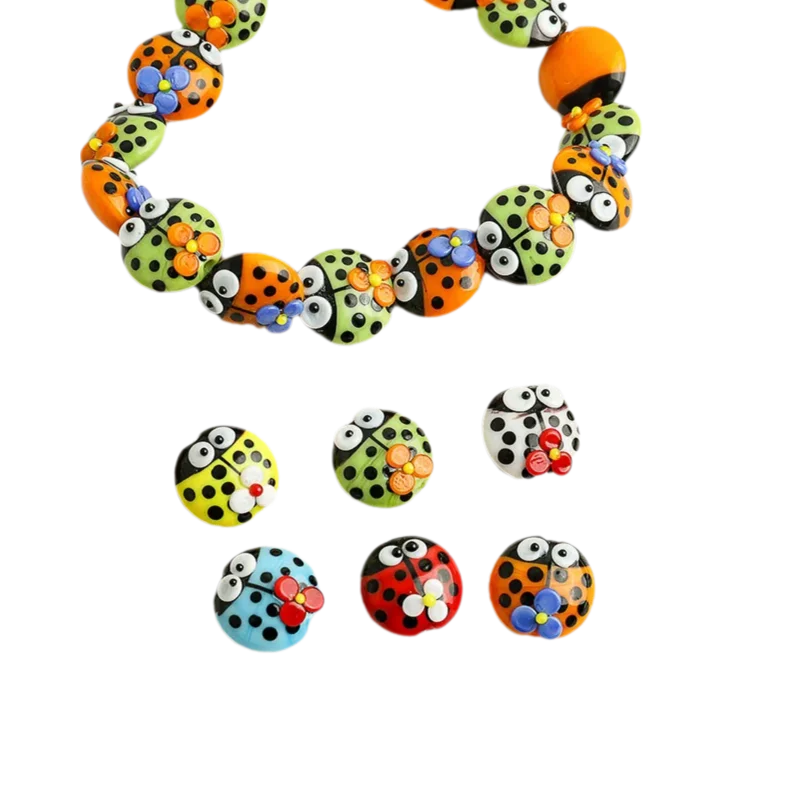 5pcs 13x13mm 귀여운 무당벌레 유리 구슬 수제 - Snake Plant Ceramic 리뷰 및 가격