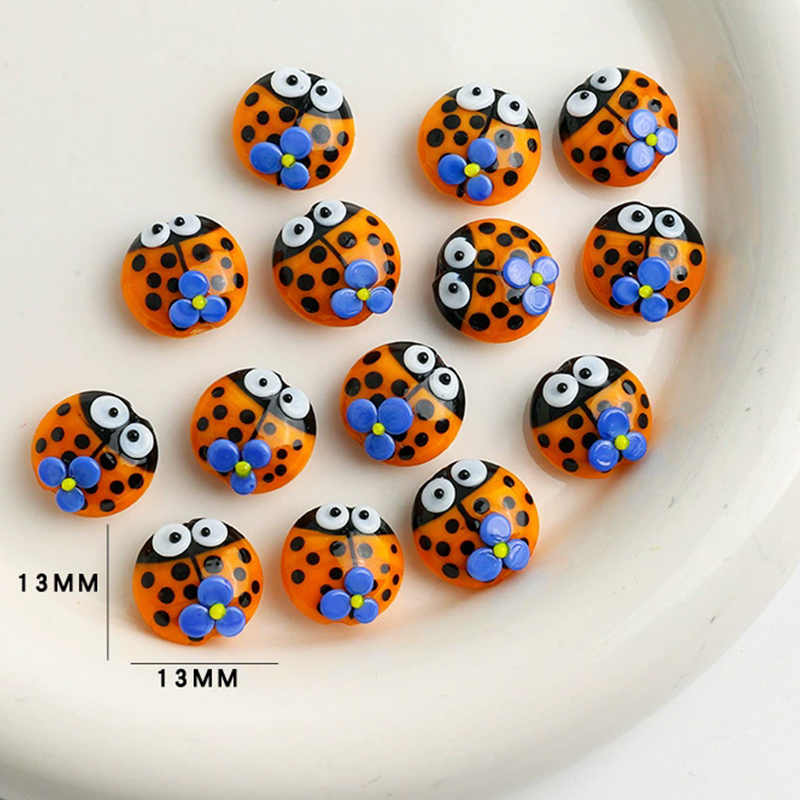 5pcs 13x13mm 귀여운 무당벌레 유리 구슬 수제 - Snake Plant Ceramic 리뷰 및 가격