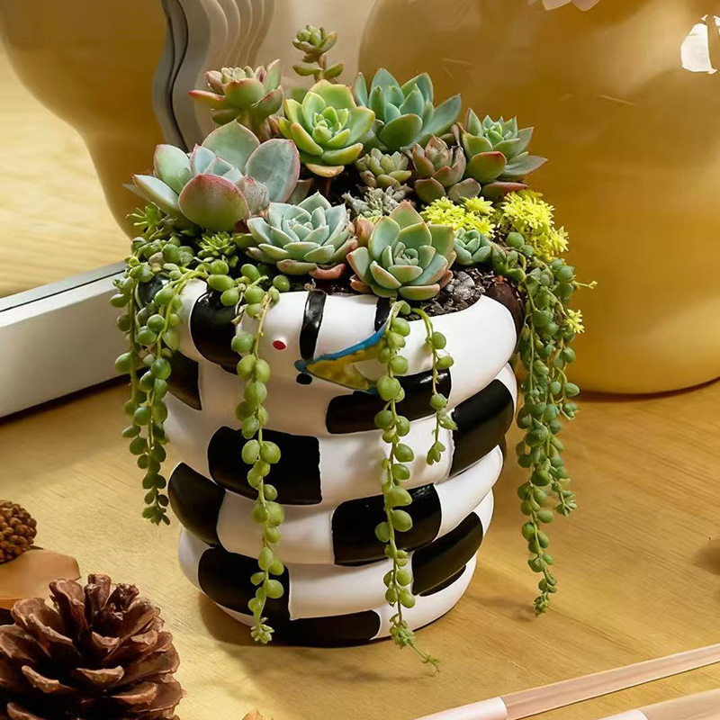 1개의 흑백 뱀 모양 레진 화분 - 창의적인 DIY 스 - Snake Plant Ceramic 리뷰 및 가격