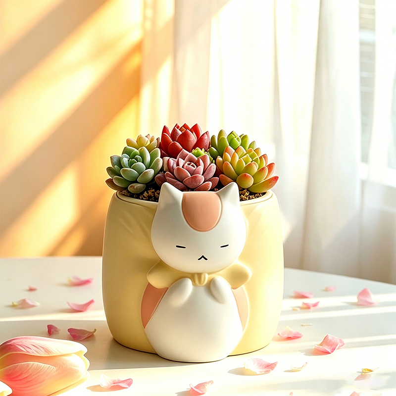 잠자는 통통한 고양이 모양 레진 다육식물 화분, 귀여운 - Snake Plant Ceramic 리뷰 및 가격